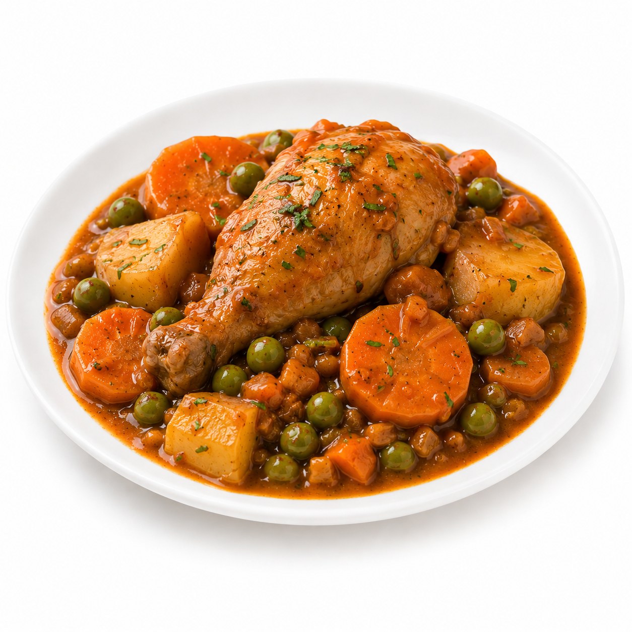 Estofado de Pollo preparado en casa con el paquete Casilisto: pollo 550 g (4 presas), verduras y aderezo casero