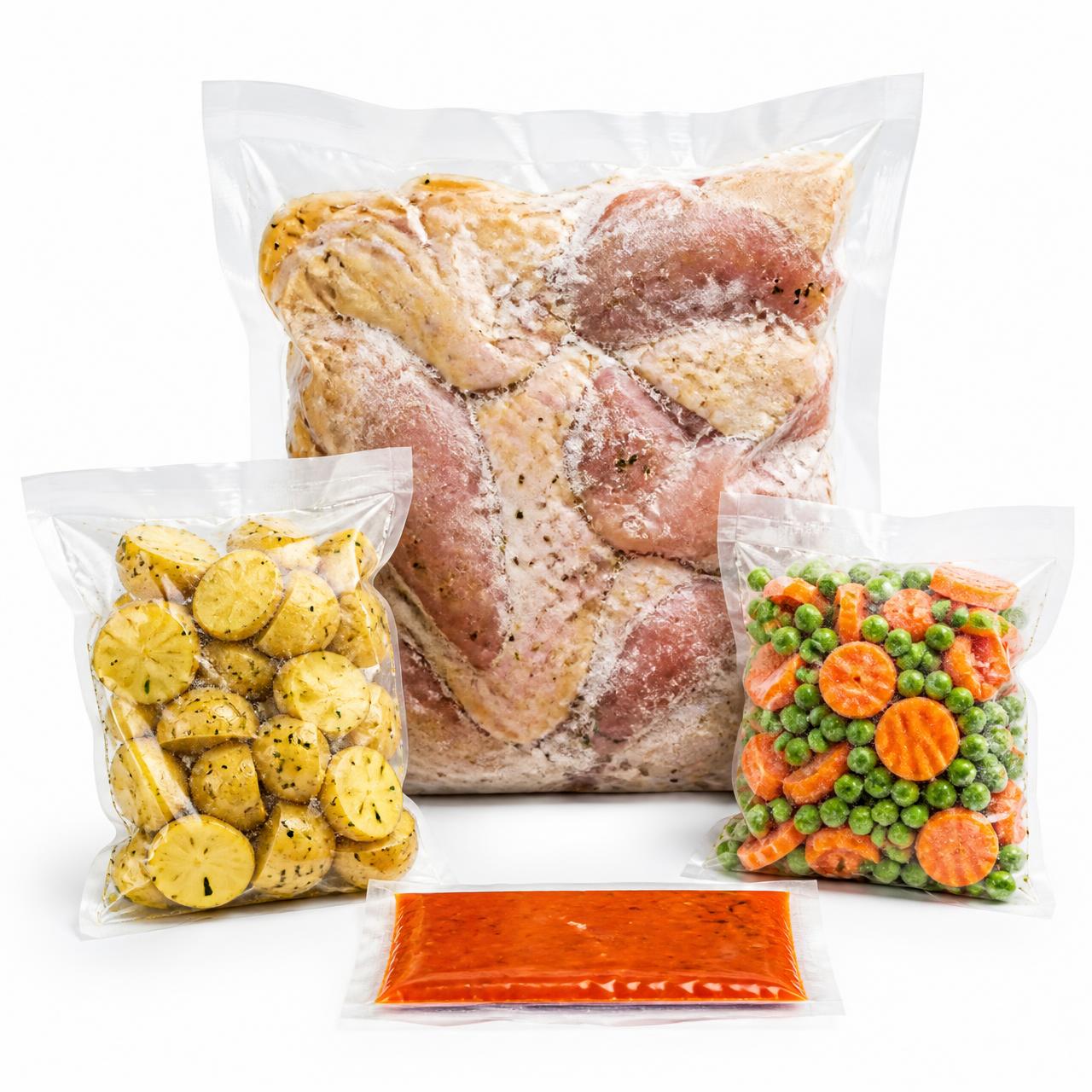 Paquete Casilisto de comida semipreparada congelada con pollo, verduras y aderezo casero en empaques al vacío